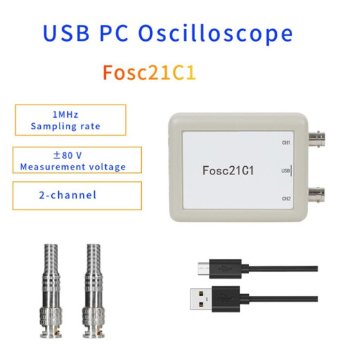 Fosc21C1 2-Channel USB PC Oscilloscope 1Mhz Sampling Rate Portable Oscilloscope MCU Development 1