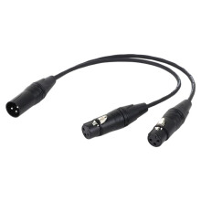Cavo di Prolunga Audio XLR 3 Pin Nero da 0,5 M da 1 Maschio A 2 Femmine per Microfono, Cavo Audio Sdoppiatore A Y per Microfono Mixer