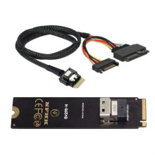 NGFF M-Key NVME to SFF-8654 Slimline SAS Card Adapter and U.2 U2 SFF-8639 NVME PCIe SSD Cable 50cm for Mainboard SSD