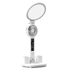 LED-Klocka Bordslampa USB Laddbar Dimbar Skrivbordslampa 4960 Mah Fläktljus Vikbart Ögonskydd Läsnattlampa