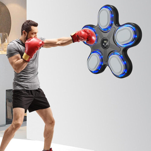 Smart Music Boxing Machine Wall Mounted Punching Interactive System Wireless Target Black White Blue Light Red 1