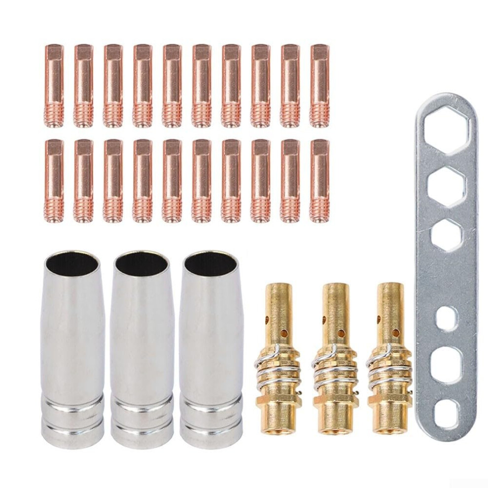 27Pcs Mig Welding Accessories Kit With Nozzles Tips Diffusers Conductivity Copper Parts 9187378462560