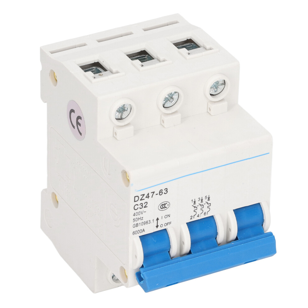 3P 32A Circuit Breaker 400V 6000A Easy Din Rail Mount Pa66 Material 6931375888914