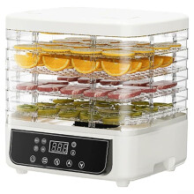 6 Tray Food Dehydrator with Adjustable Temperature, 24 Hour Auto Shutoff, Dishwasher Safe for Fruits