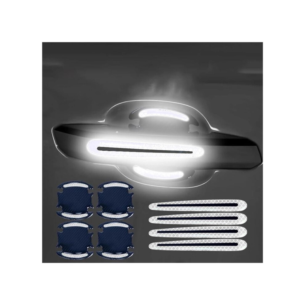 Car Door Handle Covers Universal Exterior Protector Sticker Reflective Anti Scratch Film White 9382693448750