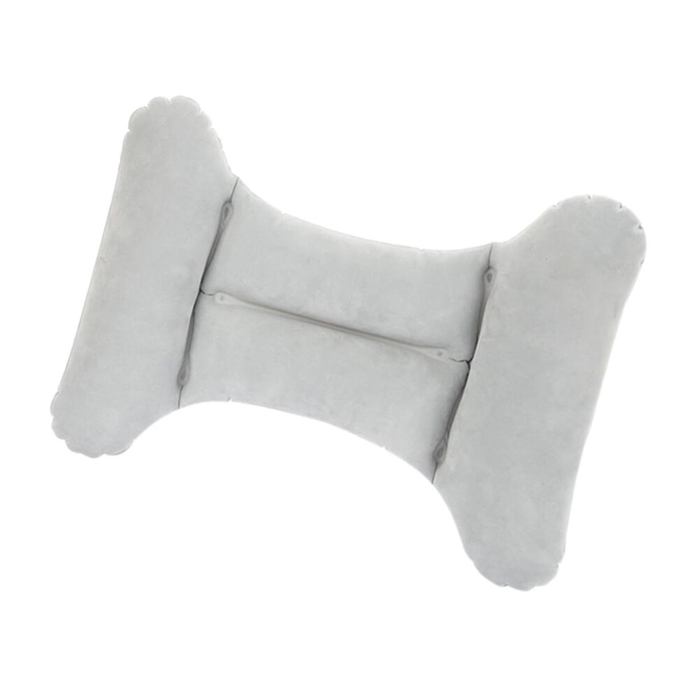 Grey Travel Lumbar Pillow With Ergonomic Back Support, Inflatable Cushion For Car, Office And Airplane,