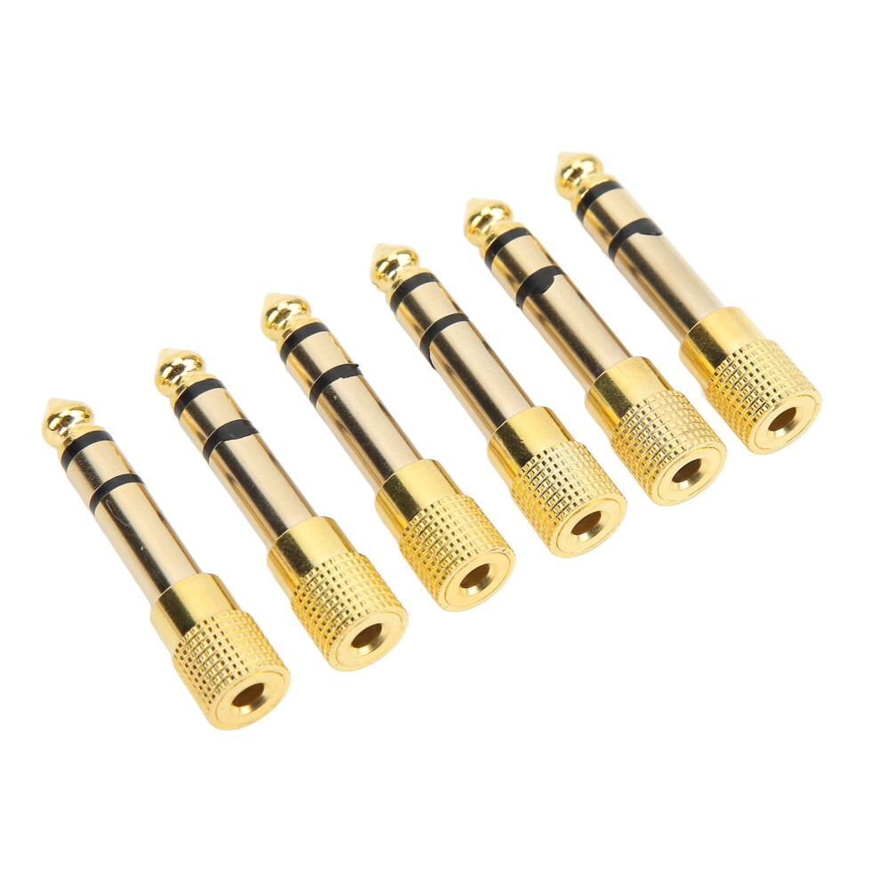 6 Pcs 3.5Mm To 6.35Mm Stereo Audio Jack Adapters For Mixers 7651375890111