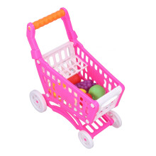Pinkes Kindershopwagen-Set mit Lernspielzeug in Form von Spiellebensmitteln für das Lernen