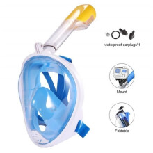 Anti-fog Snorkeling Mask, Full Face 180 Visible Snorkel Mask (L/XL), with Foldable Tub, Anti-leak Underwater, Sno