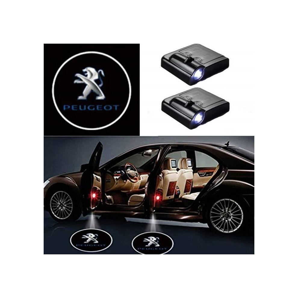 2Pcs Wireless Car Door Led Welcome Laser Projector Logo Lamp Ghost Shadow Logos -(Peugeot) - Light 8581600757836