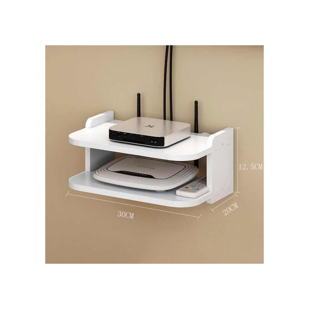 Floating Tv Box Shelf Wall Mount Wifi Router Holder Set Top Box Organizer-30Cm 8581600758437