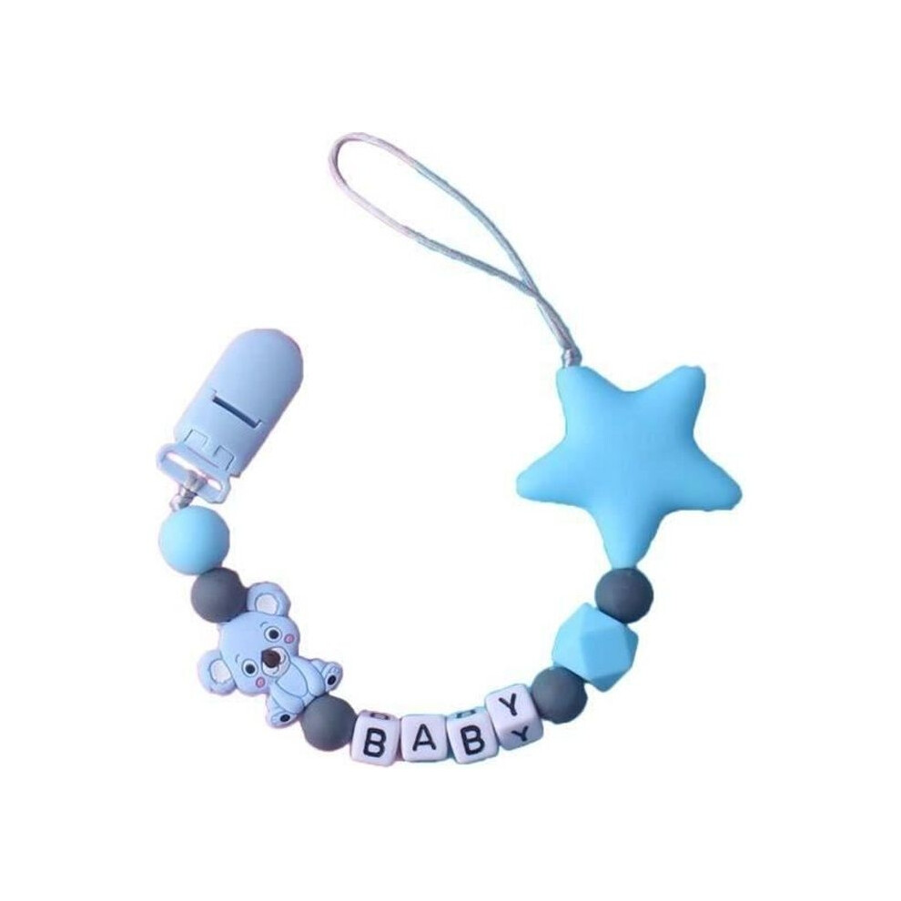 Personalized Baby Pacifier Clip, Silicone Letter Pacifier Clip - Koala - Star Silicone Bead, Pacifier Chain C Aihontai
