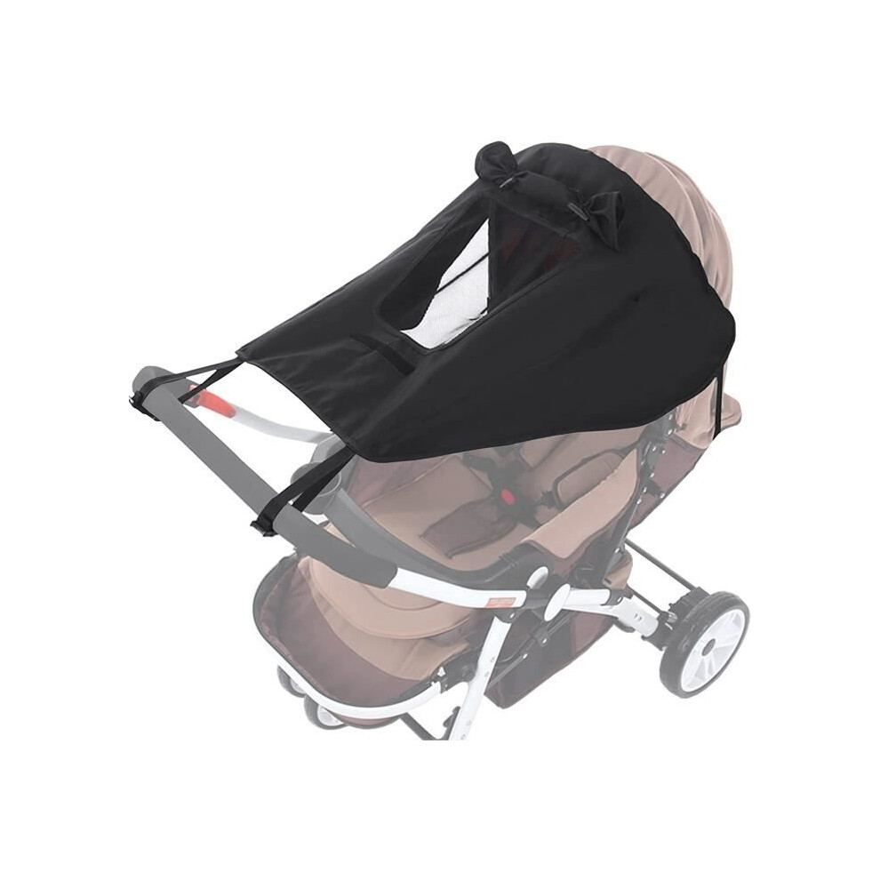 Baby Stroller Sun Shade With Skylight And Double Wings - Waterproof Sun Canopy With Anti Uv Upf50+ (Black) Black Aihontai