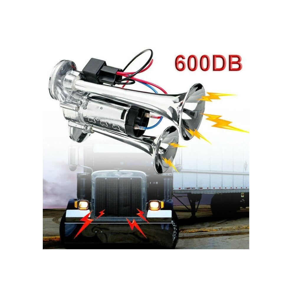600Db 12V Super Loud Dual Trumpet Electric Horn For Car Truck Boat Train Speaker 8581600759465