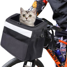 Foldable Bike Basket, Removable Bicycle Handlebar Basket, Cycle Front Canvas Basket Carrier Bag Pet Carrier Easy to Install