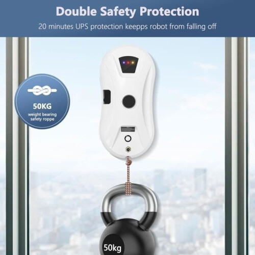 5600Pa Window Cleaning Robot - Water Spray Function - 3 Modes, Remote Control and 10 Cleaning Cloths 2