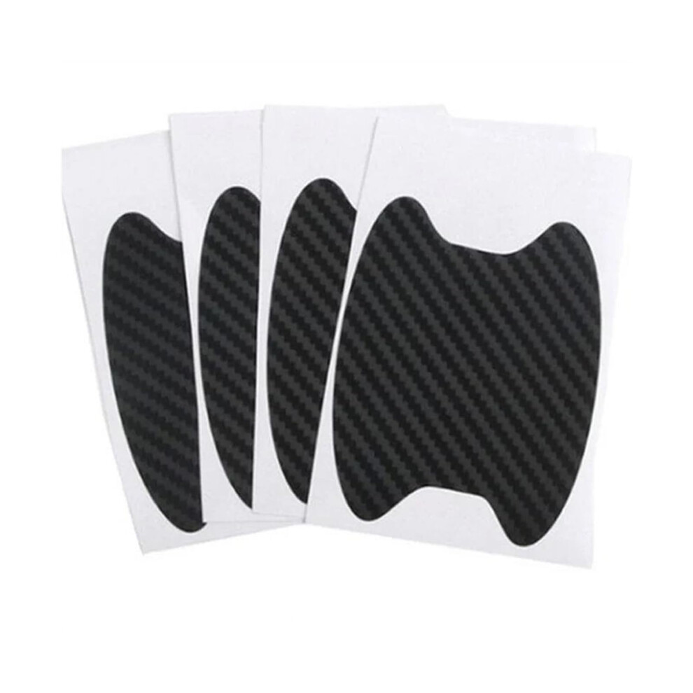 Car Door Handle Protector Carbon Fiber Finish Antiscratch Universal 4Pcs Black 9199774128582