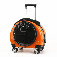 Portable Transparent Pet Carrier Box For Travel And Outdoor Walking, Orange, Secure Design, For Cats And Small Dogs