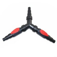 3 Way Adjustable Pond Hose Y Splitter Connector with Valves Fits 20mm 25mm Hose