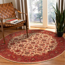 Round Rugs Soft Round Area Rug NonSlip Bohemian Floor Mat 60/80/100/120 cm Red Bohemian Living Room Bedroom Kitchen