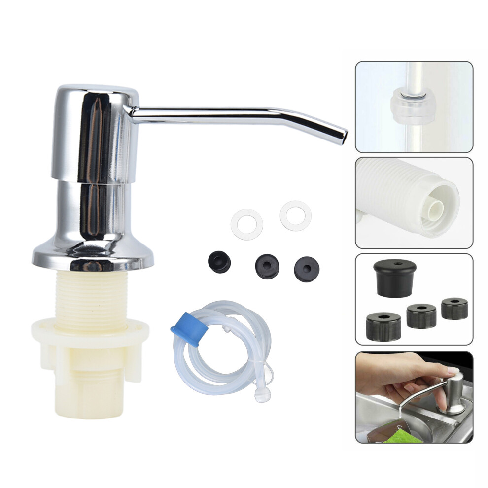 Stainless Steel Sink Soap Dispenser Kit With Silicone Tube, Easy Install 4961383227735