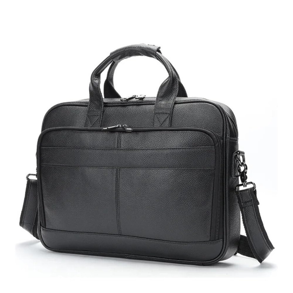Laptop Bag Leather 15.6 Inch Men's Messenger Briefcase For Business Style Black 9199774130165