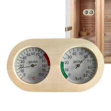 Temperature Humidity Monitor Wooden Gauge For Home And Sauna Easy To Read Display For Garage Kitchen Bathroom