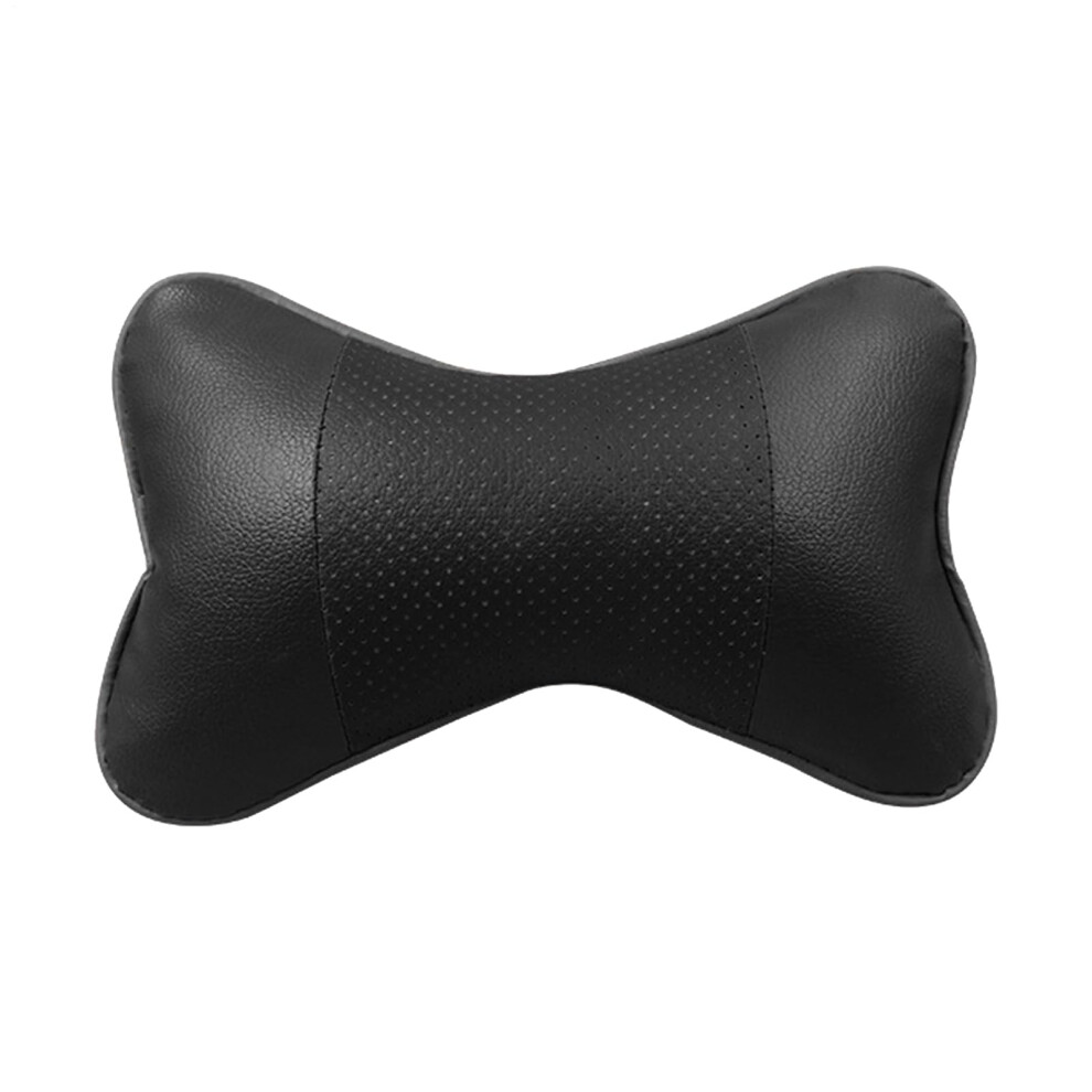 Neck Pillow Pu Leather Headrest Removable Design Ergonomic Shape Long Distance Driving Black 9382693452696