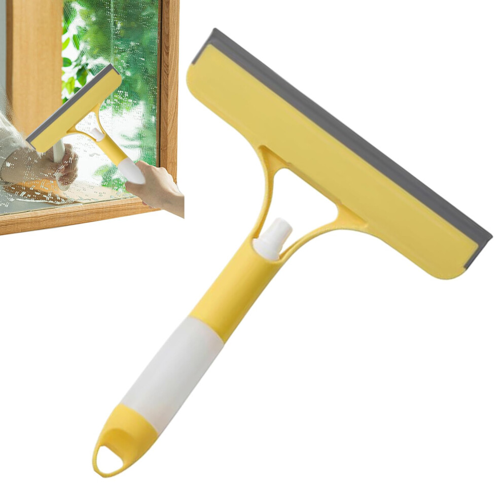 Window Cleaning Squeegee With Spray Scraper Ergonomic Handle Multisurface Scrubber For Tile Glass Car Shower Yellow 9382693452931