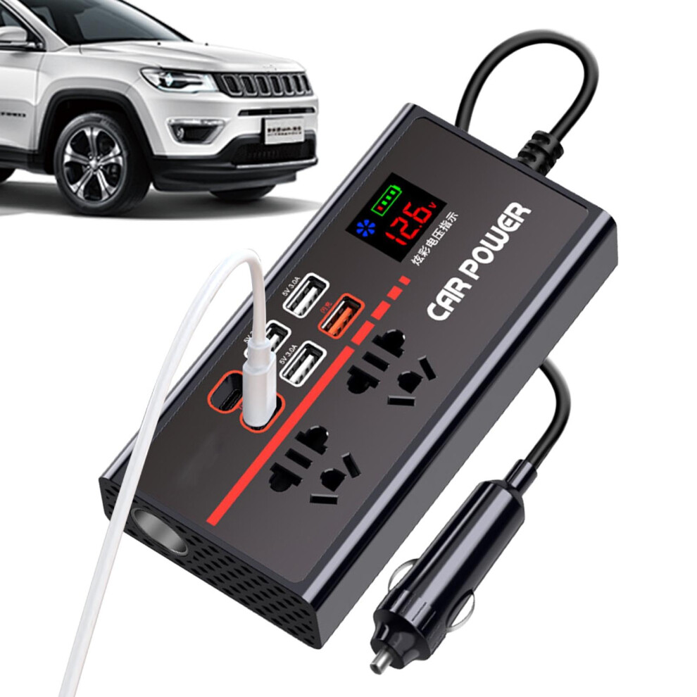 Car Inverter 200W 12V/24V Dc To 110V/220V Ac Usb Fast Charger Converter For Mobile Phone 9347817676136