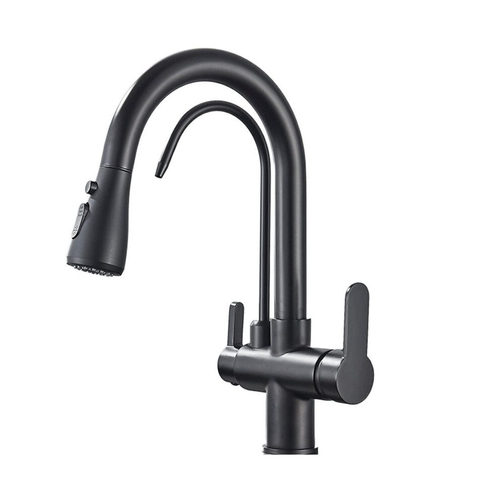 Matte Black Kitchen Faucet With Pullout Spray, 360 Degree Rotation, 3Way Filter Tap Fits Most Sinks 9187378465585