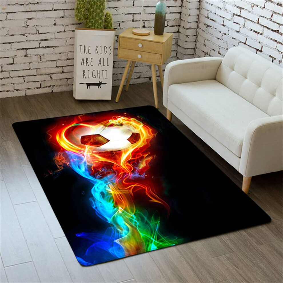Children's Gaming Carpet 3D Football Field Rug Soft Nonslip Flannel Washable 40 X 60 Cm Colour 4 Graffiti Green