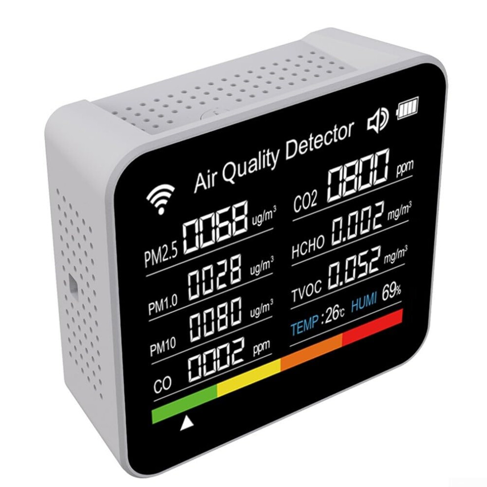 Smart WiFi Air Quality Monitor 15in1 with PM2.5 PM10 CO2 TVOC HCHO Temp and Humidity Display