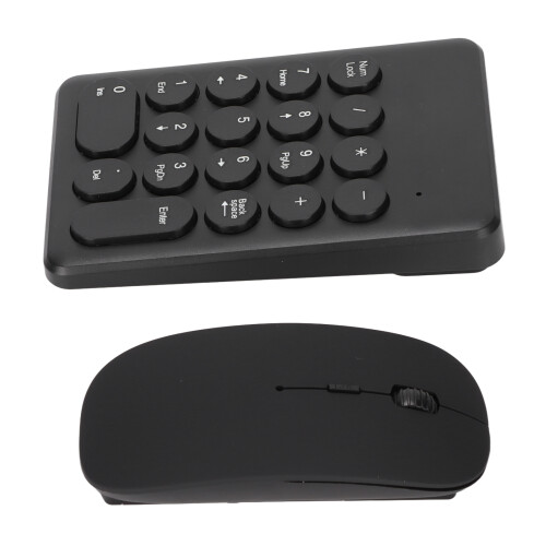Slim 2.4GHz Wireless Numeric Keyboard and Mouse Combo Compact Black for Laptops