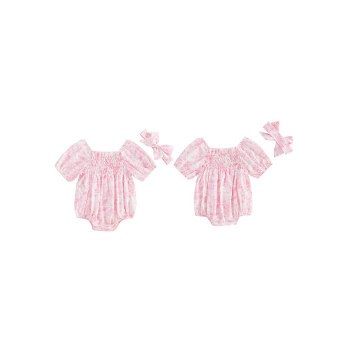 (0-3M, Pink) Dětské overaly s s čelenkou 1