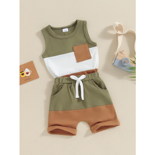 (2-3 Years, Army Green) Ensemble 2 pcs pour tout-petits. 2