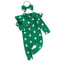 (3-6 Months, Green) Baby-Strampler im irischen passendem Haarband