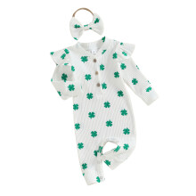 (6-12 Months, White) Baby-Strampler im irischen passendem Haarband