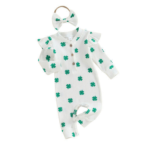(6-12 Months, White) Baby-Strampler im irischen passendem Haarband