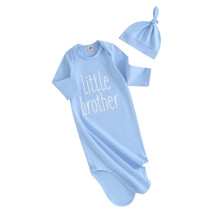 (0-1 Year, Blue) Saco de dormir infantil com estampa de letras, manta vestível e gorro fofo para recém-nascido.