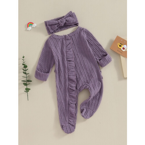 (6-12 Months, Purple) Βρεφική Ολόσωμη Φόρμα με Βολάν 2
