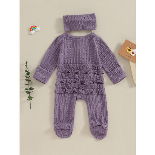 (0-3 Months, Purple) Βρεφική Ολόσωμη Φόρμα με Βολάν 2