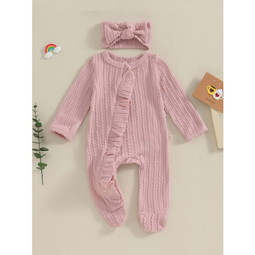 (3-6 Months, Lotus Color) Βρεφική Ολόσωμη Φόρμα με Βολάν 1