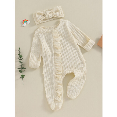 (Newborn, Apricot) Βρεφική Ολόσωμη Φόρμα με Βολάν 2