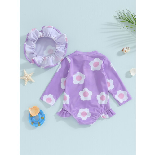(12-18 Months, Purple) Μαγιό μωρού με και βολάν. 2
