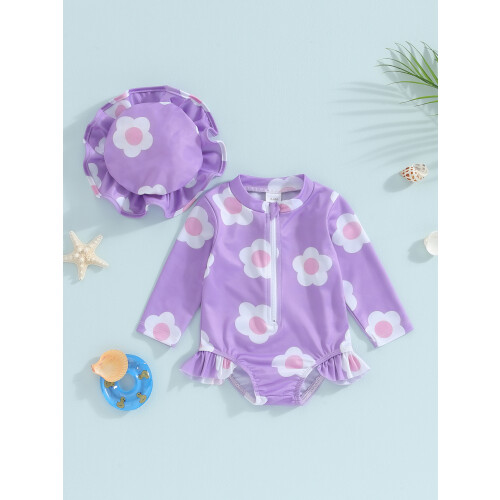 (18-24 Months, Purple) Μαγιό μωρού με και βολάν. 1