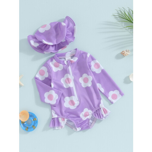 (12-18 Months, Purple) Μαγιό μωρού με και βολάν. 1