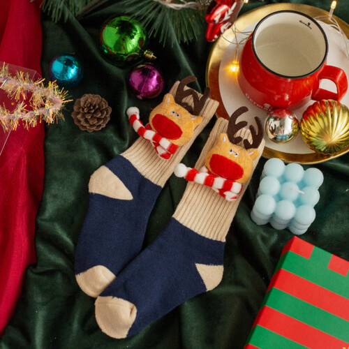 (1-3 Years, Dark Blue) Calcetines navideños para para bebés. 1