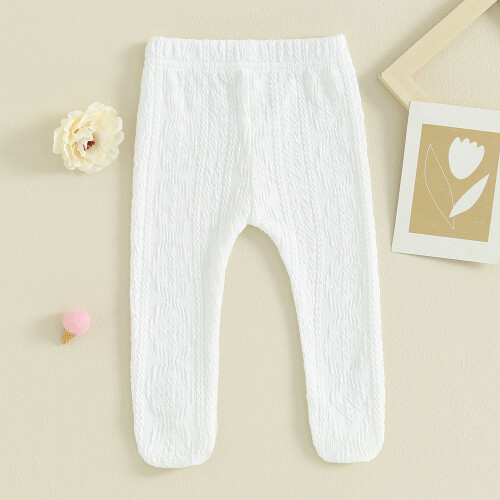 (12-18 Months, White) Καλσόν με λάστιχο σχέδιο λουλούδι. 1