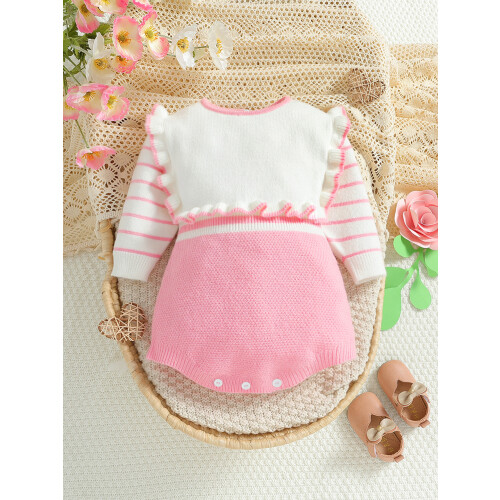 (3-6 Months, Pink) Μωρό κορίτσια πλεκτό χαριτωμένα ρούχα 1